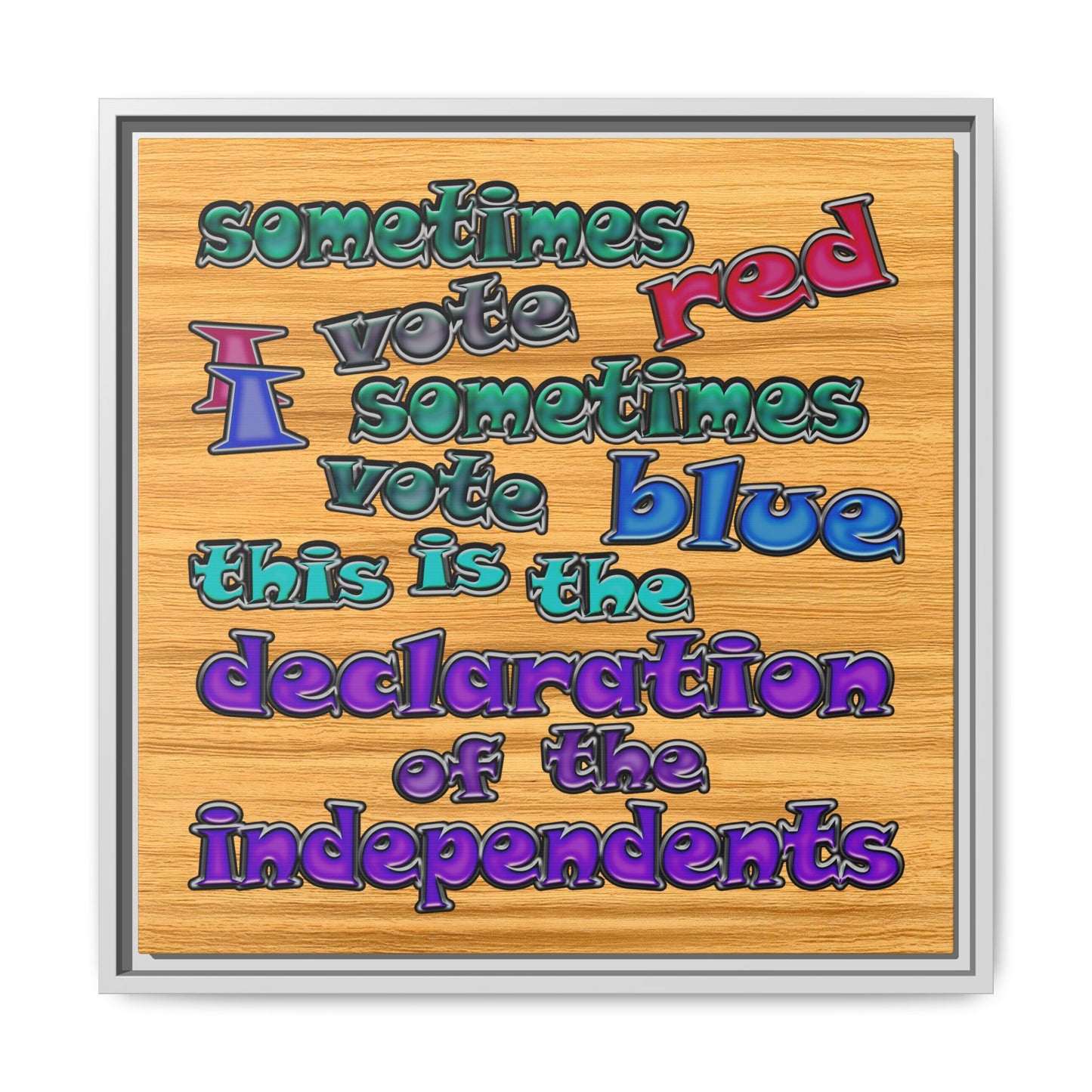 declaration of the independents - framed canvas art (butterscotch wood finish)