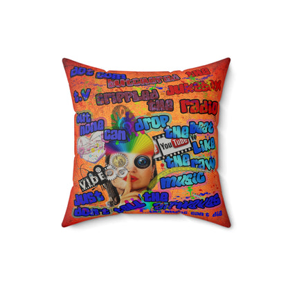 drop the beat - Faux Suede Square Pillow - (burnt orange)