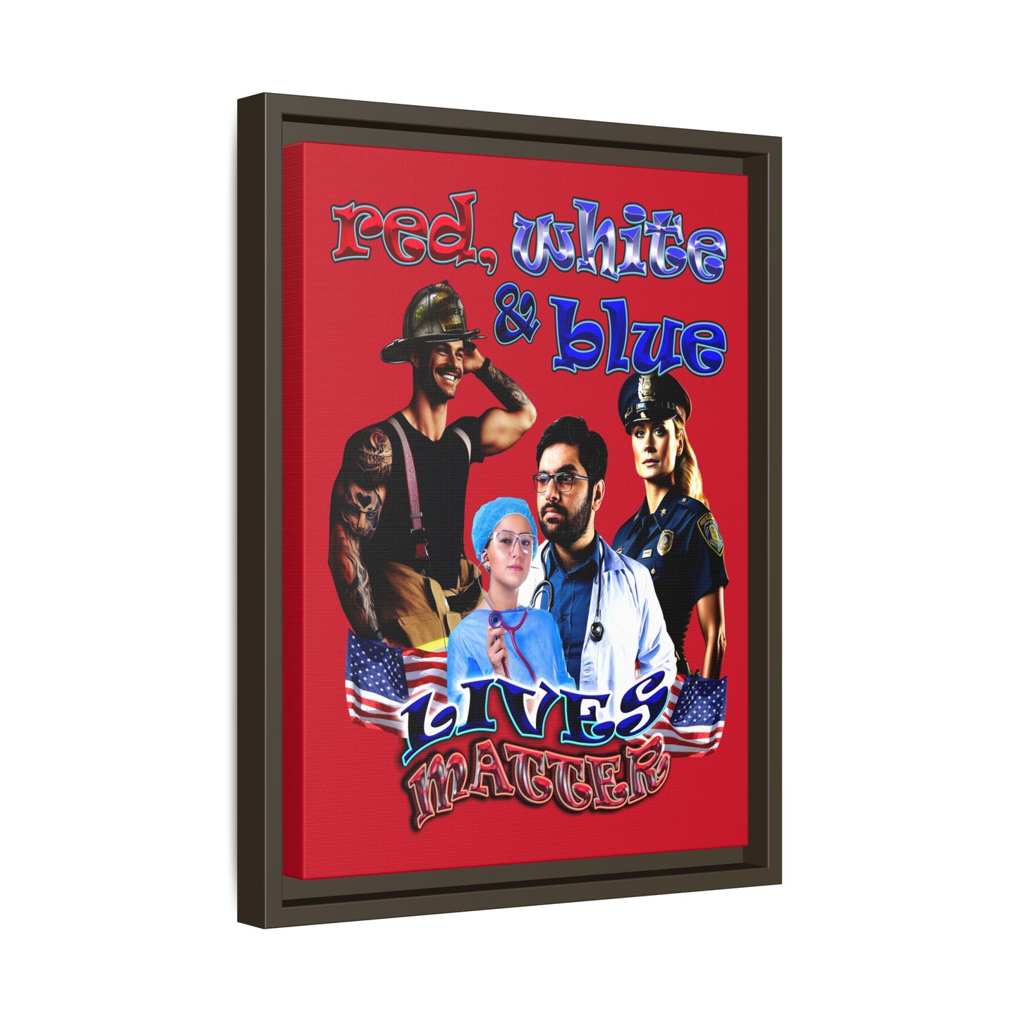 rw&b lives matter - framed canvas art (dark red)