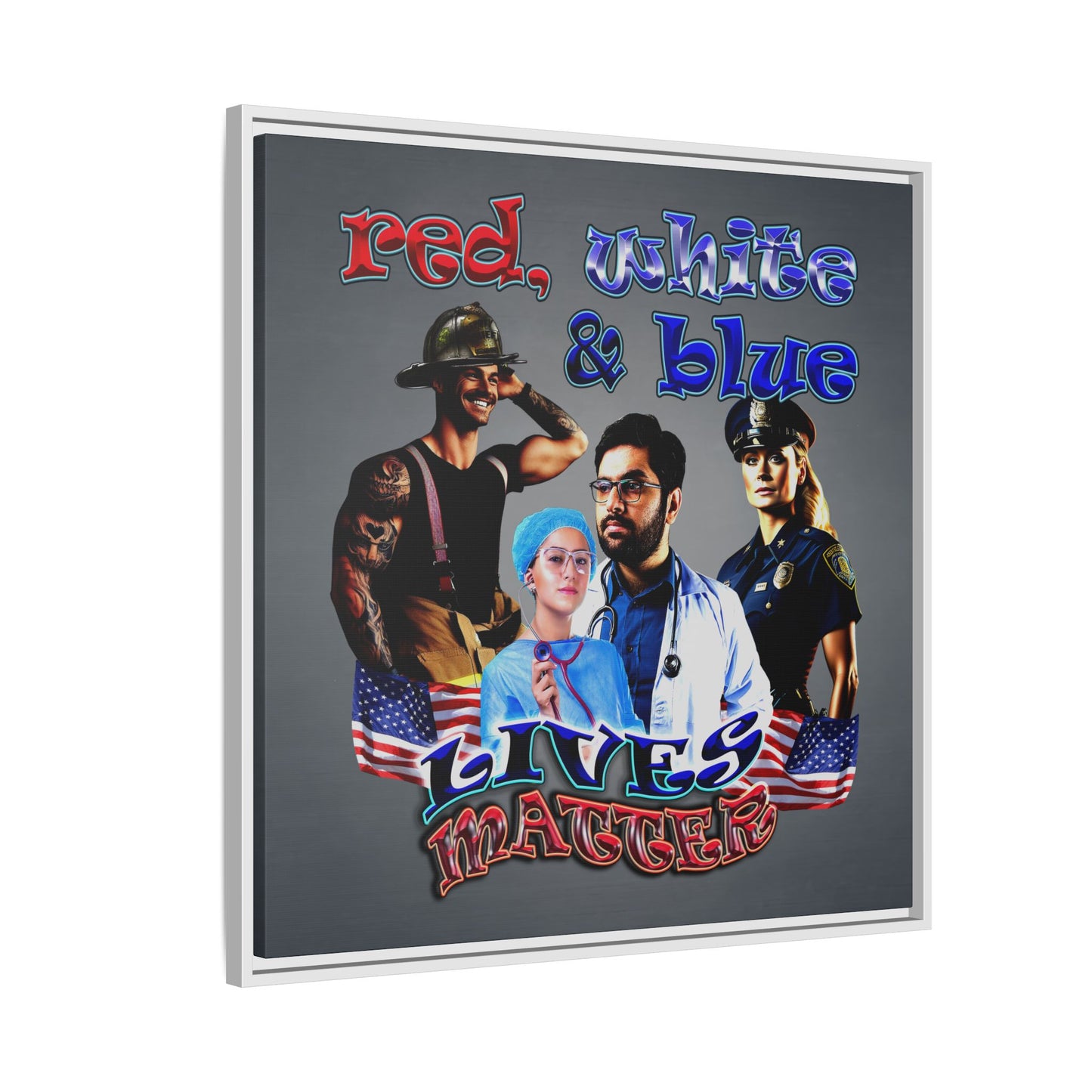 rw&b lives matter - framed canvas art (grey-light grey)
