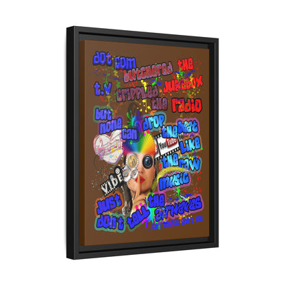 drop the beat - framed canvas art (brown)