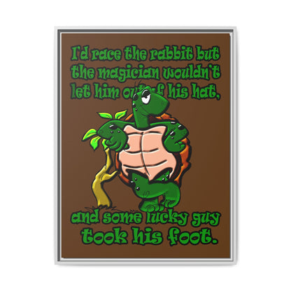 turtle race - framed canvas art (brown)