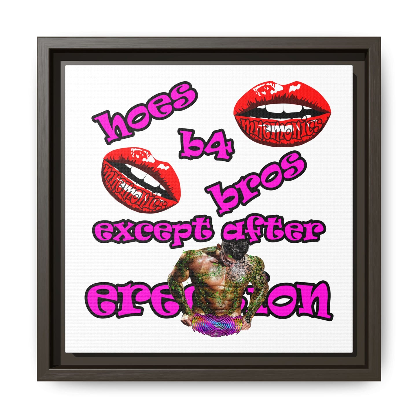 hoes b4 bros - framed canvas art (white)