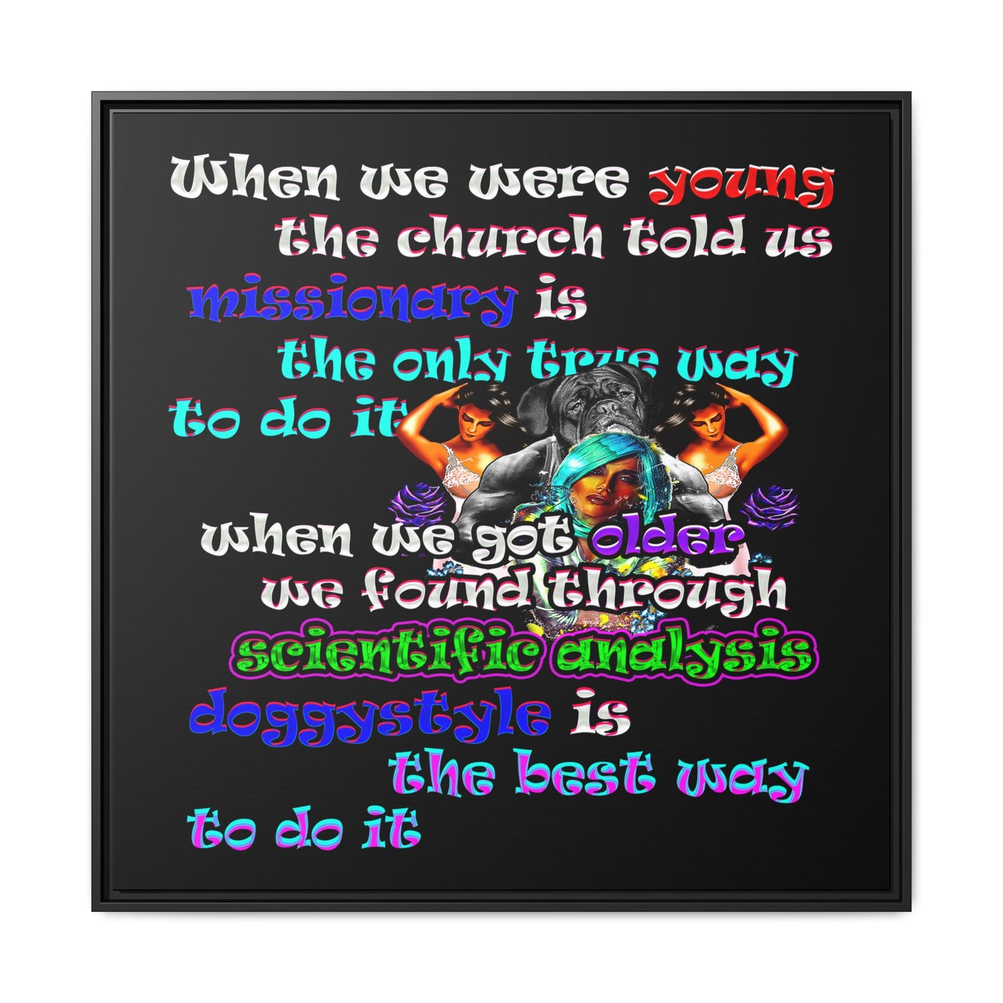 doggystyle - framed canvas art (black)