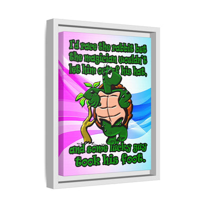 turtle race - framed canvas art (light blue-pink wave)