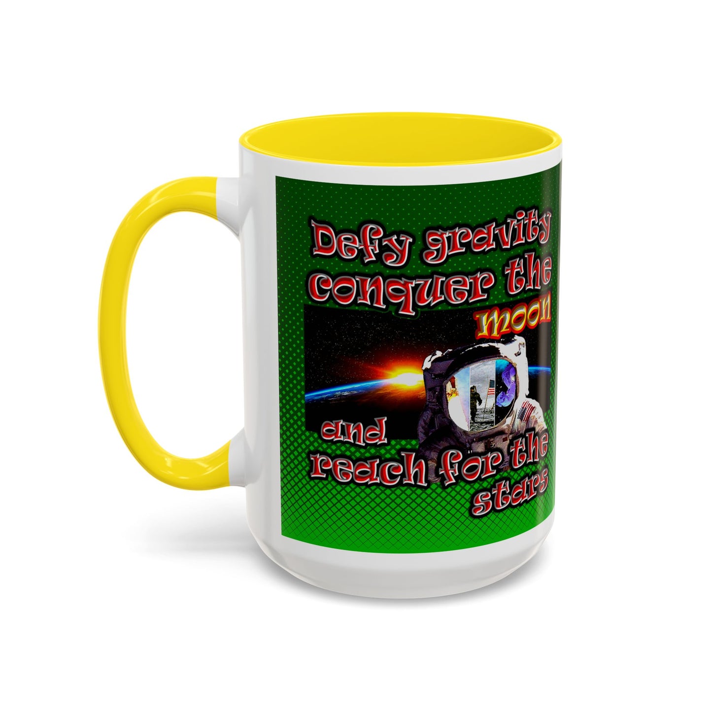 defy conquer reach - Accent Mug (logo green)