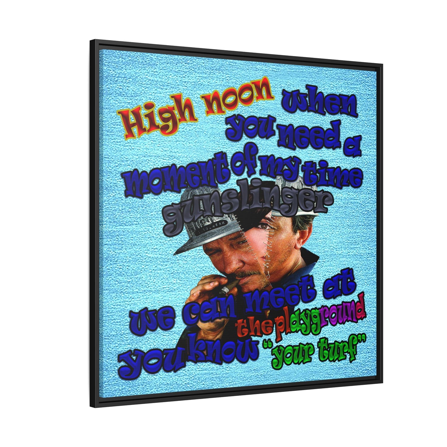 high noon - framed canvas art (faded blue)