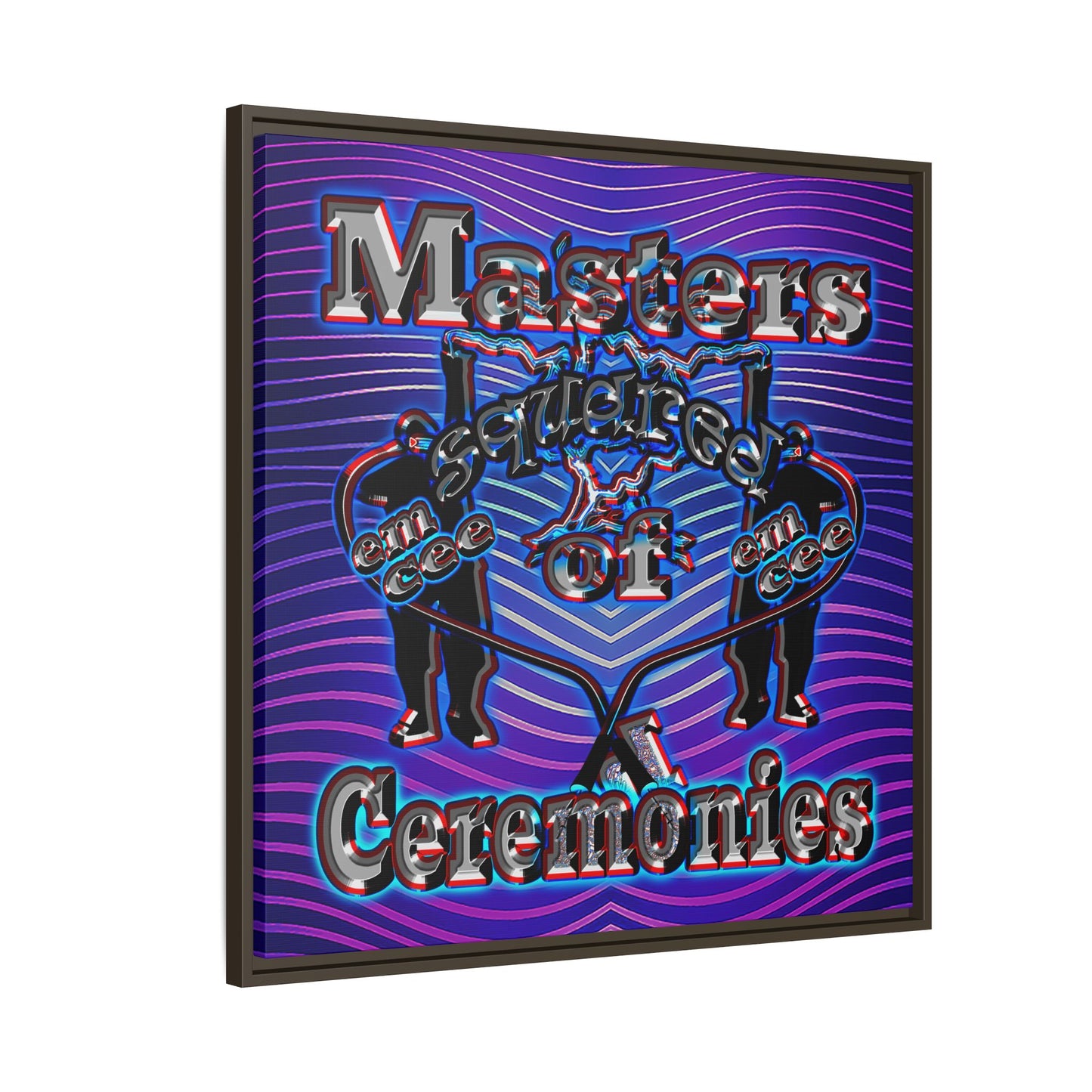 em cee squared - framed canvas art (purple wave)