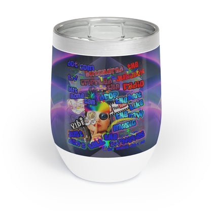 drop the beat - Chill Wine Tumbler  (grey-pink wave)