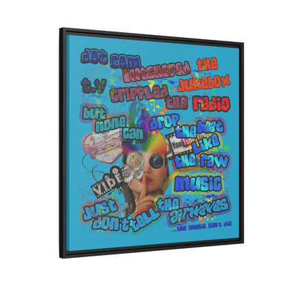 drop the beat - framed canvas art (turquoise)