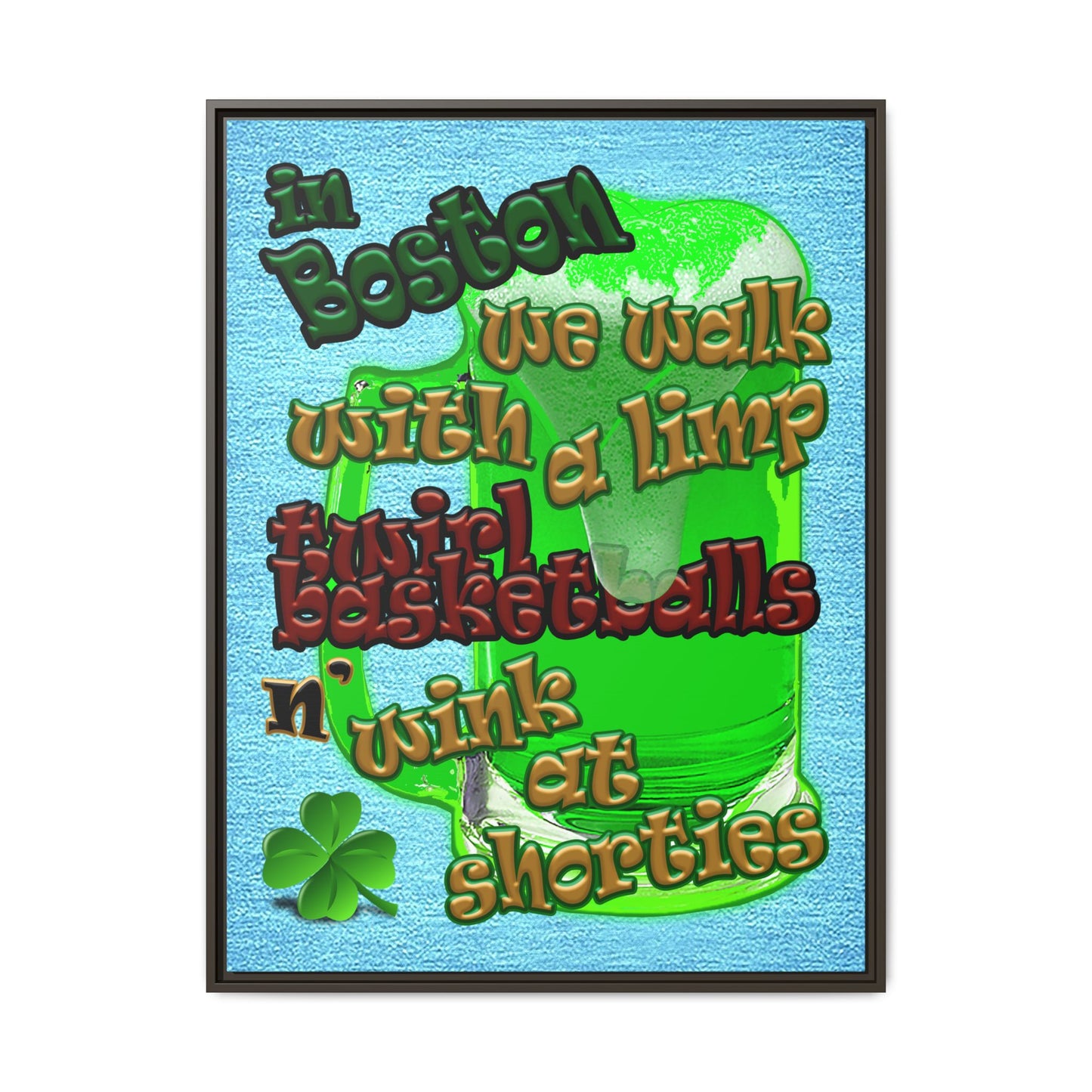 celtics logo - framed canvas art (faded blue)