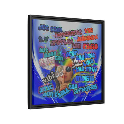 drop the beat - framed canvas art (blue-white wave)