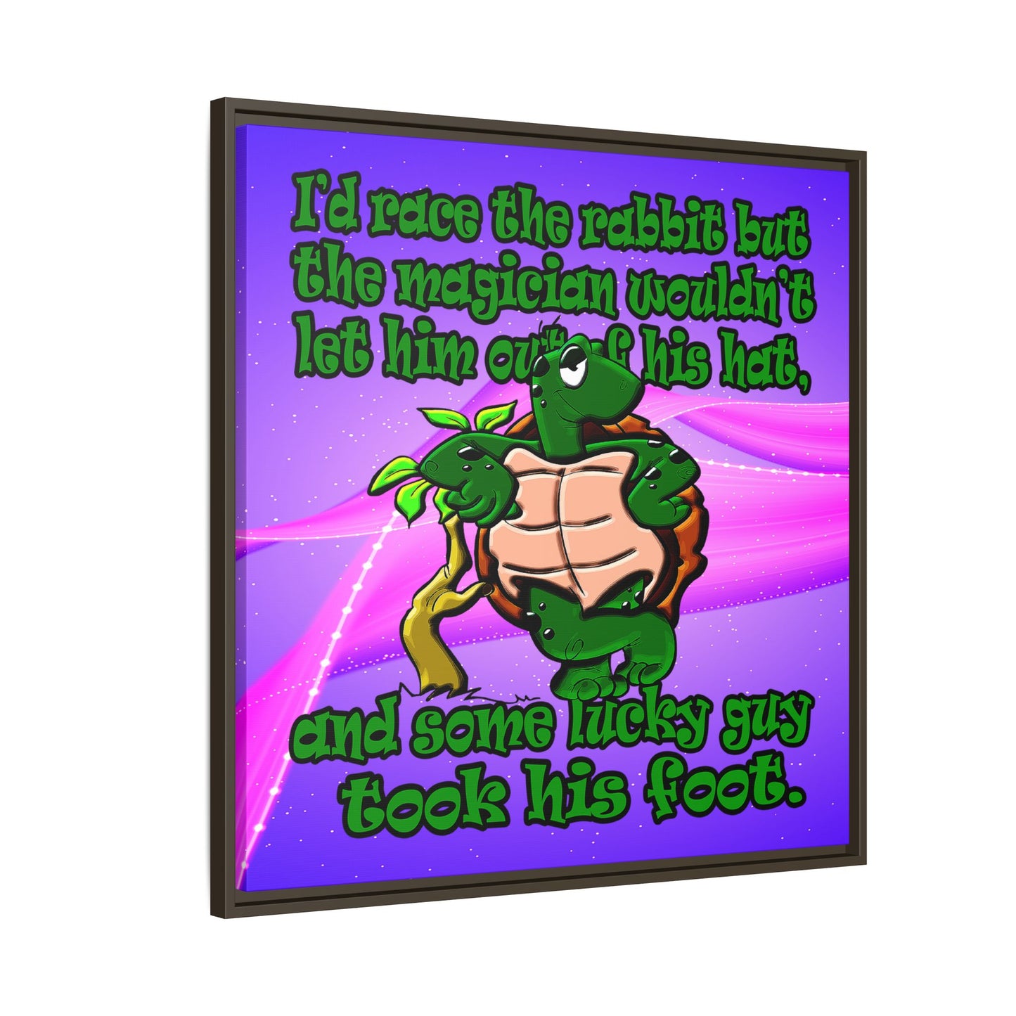 turtle race - framed canvas art (purple-pink wave)