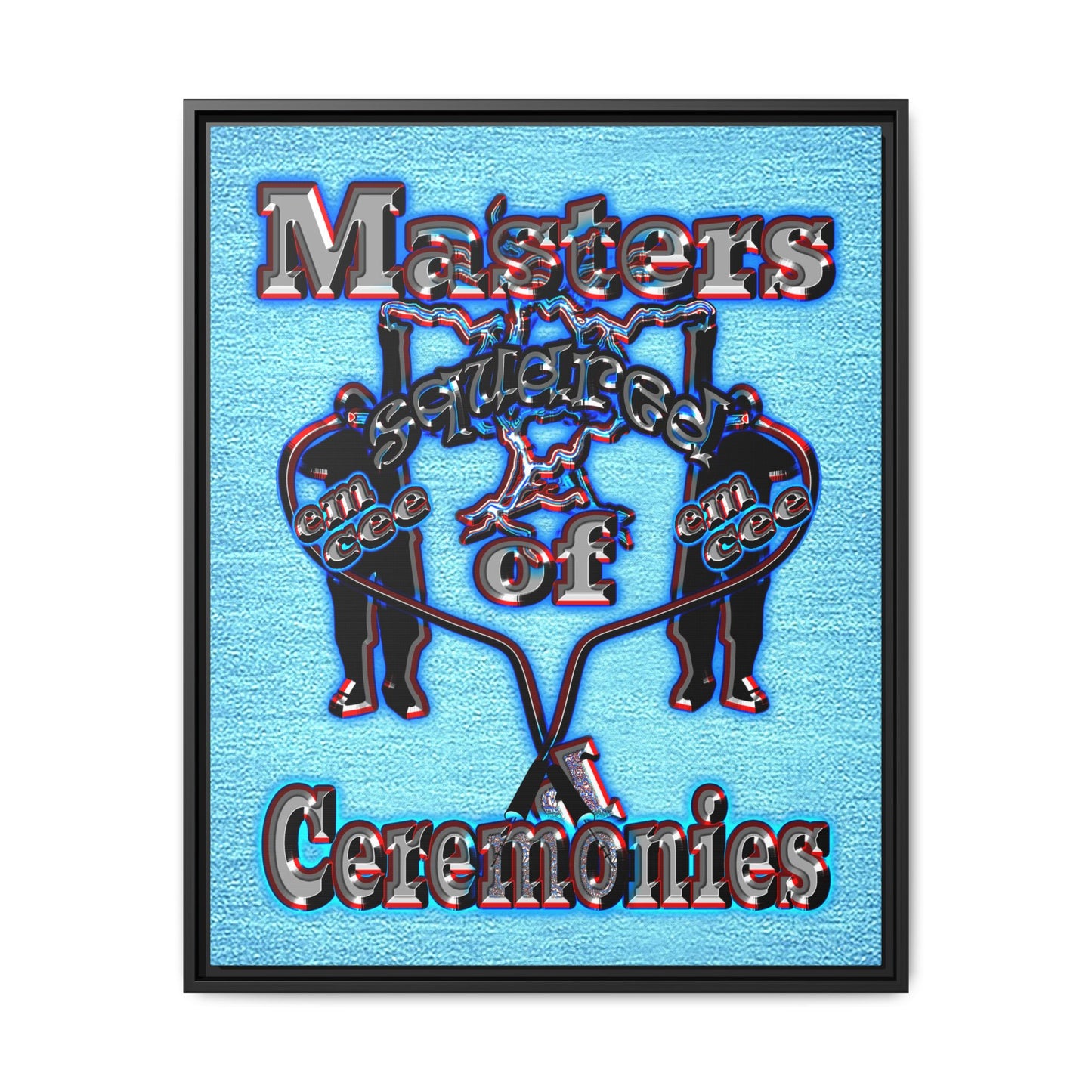 em cee squared - framed canvas art (faded blue)