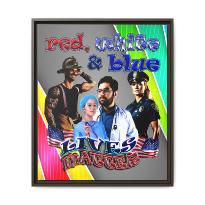 rw&b lives matter - framed canvas art (rainbow split)