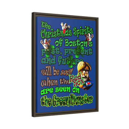 christmas spirits of boston - framed canvas art (dark blue)
