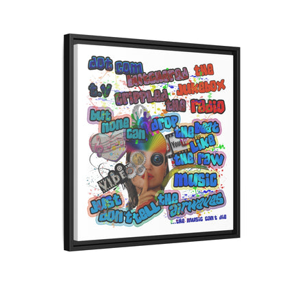 drop the beat - framed canvas art (white)