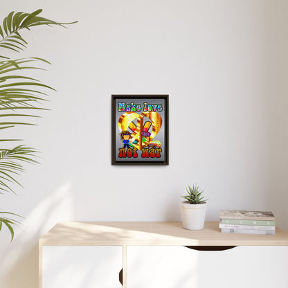 love peace - framed canvas art (brushed nickel)