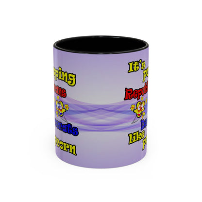 popping like popcorn - Accent Mug (light blue-pink wave)