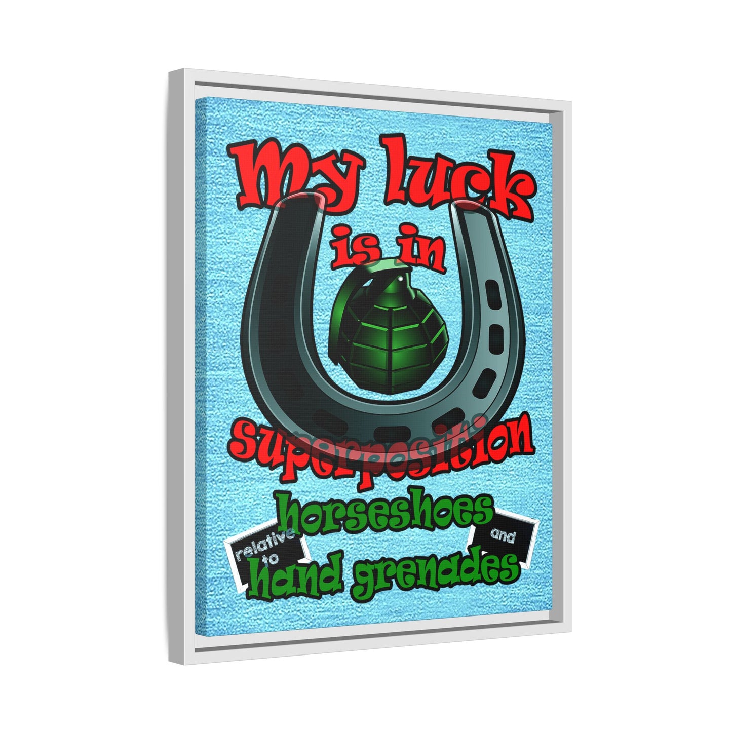 my luck - framed canvas art (faded blue)