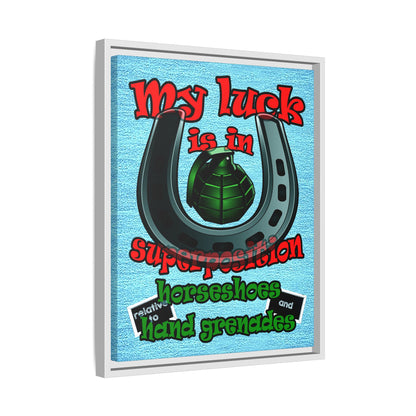 my luck - framed canvas art (faded blue)