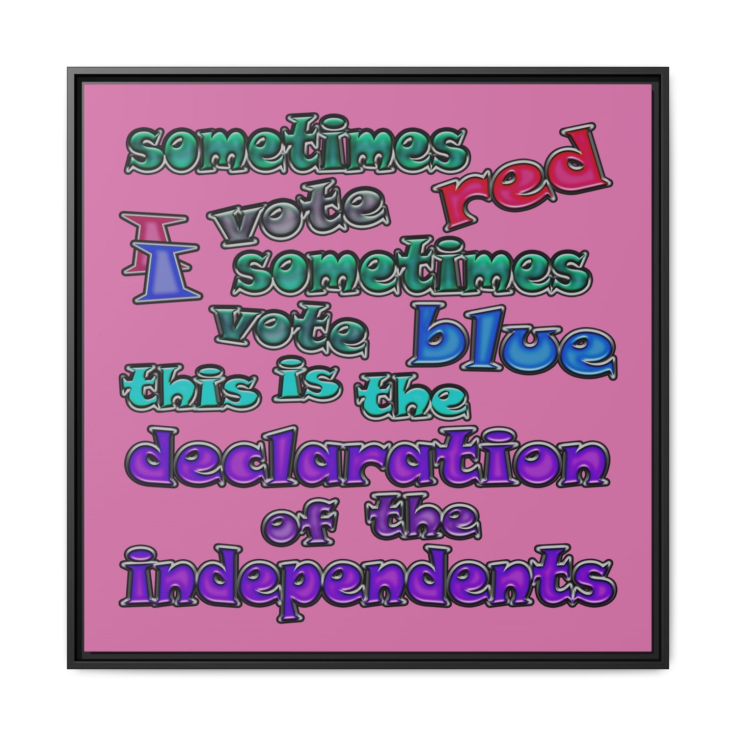 declaration of the independents - framed canvas art (light pink)