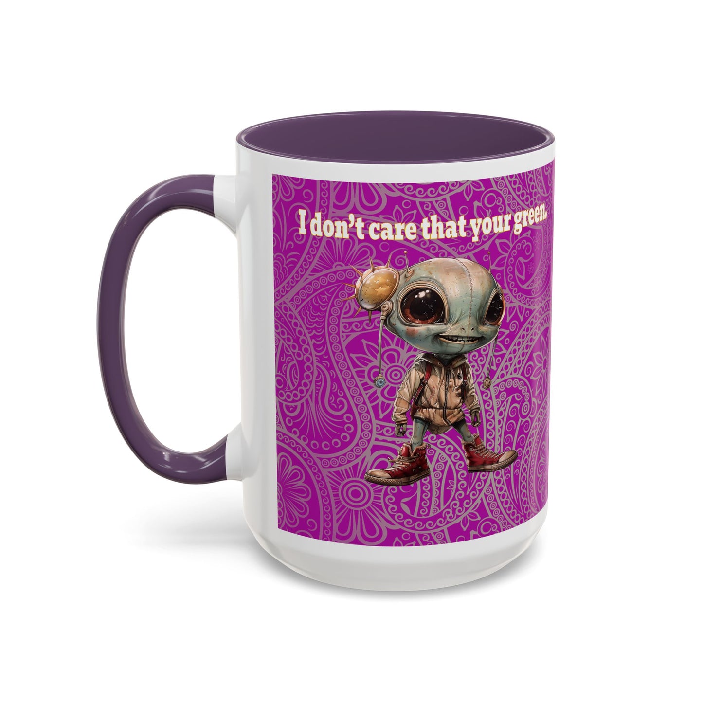 I don't care that your grey - Accent Mug (pink swirl)