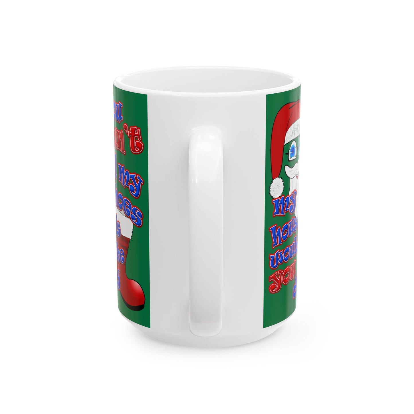 santa's shoes - White Mug (dark green)