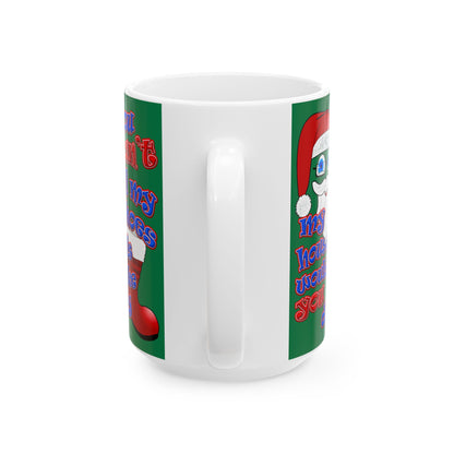 santa's shoes - White Mug (dark green)