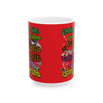 the bum's shit - White Mug (red)