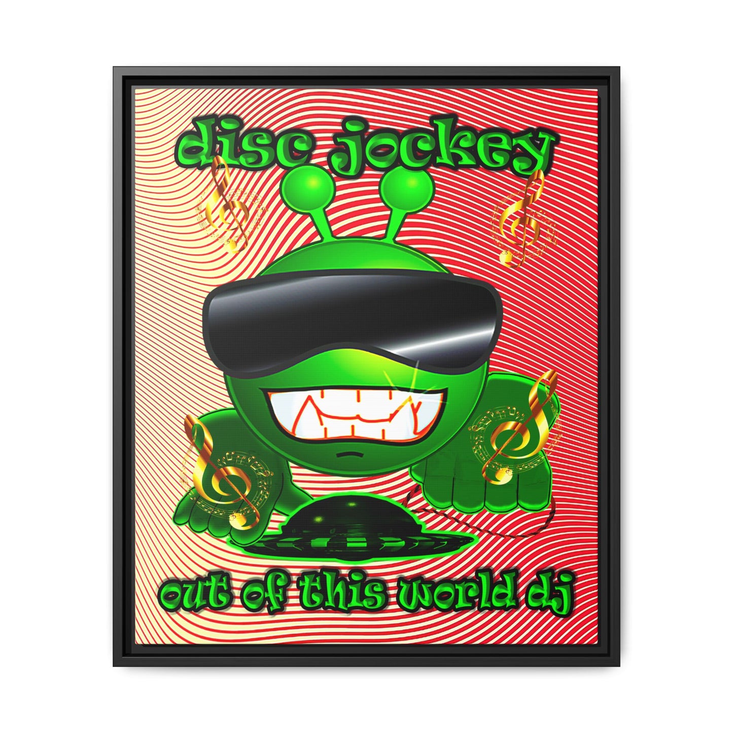 disc jockey - framed canvas art (yellow-orange wave)