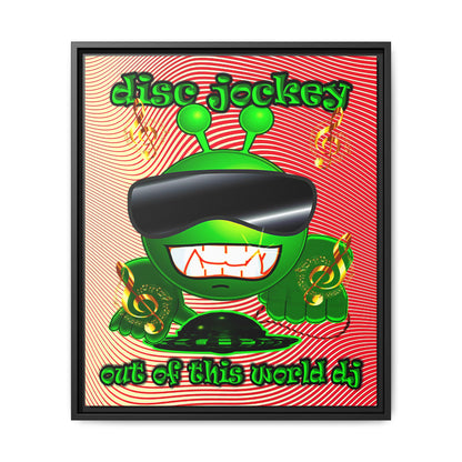 disc jockey - framed canvas art (yellow-orange wave)