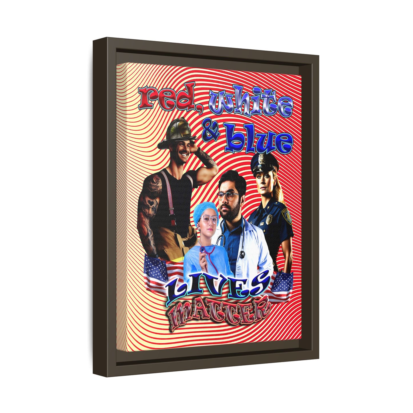 rw&b lives matter - framed canvas art (yellow-orange wave)
