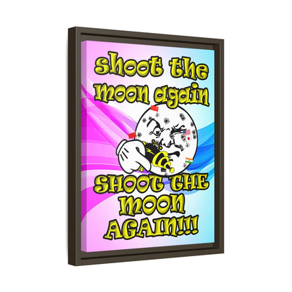 shoot the moon again - framed canvas art (light blue-pink wave)
