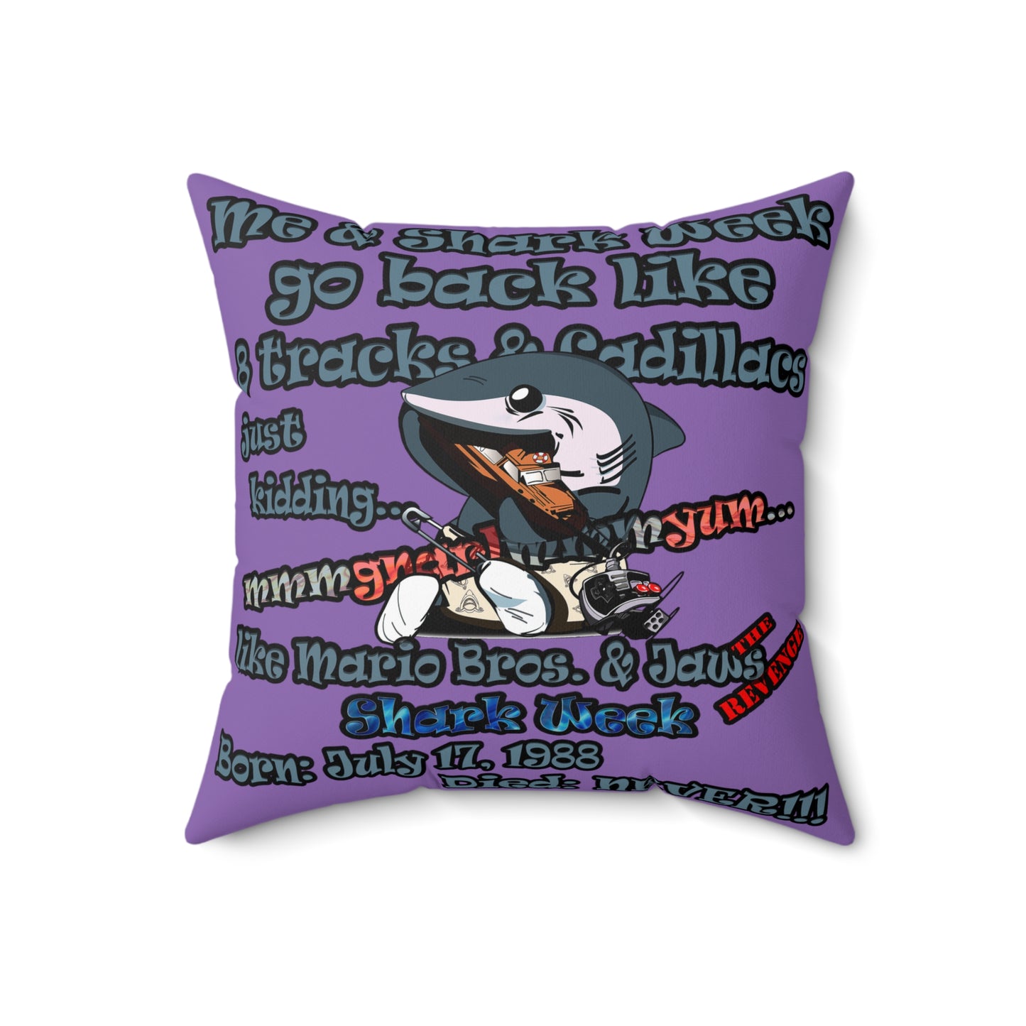shark week - Faux Suede Square Pillow - (light purple)