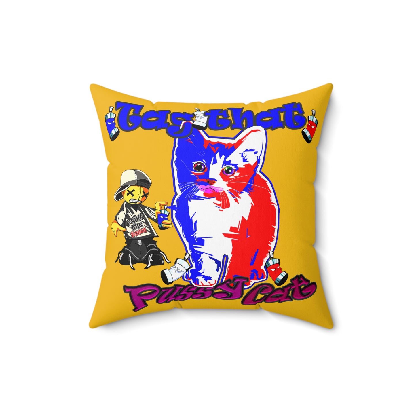 tag that - Spun Polyester Square Pillow - (yellow)