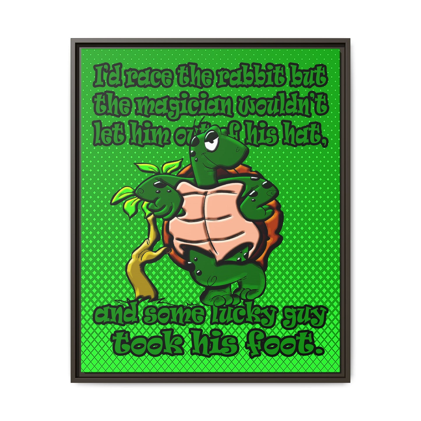 turtle race - framed canvas art (logo green)