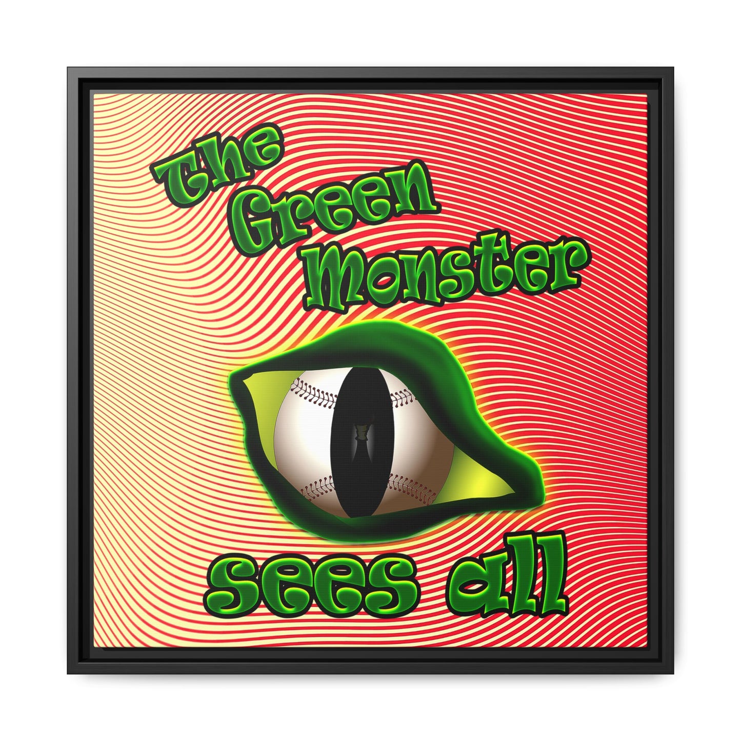 green monster - framed canvas art (yellow-orange wave)