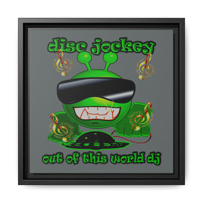 disc jockey - framed canvas art (dark grey)