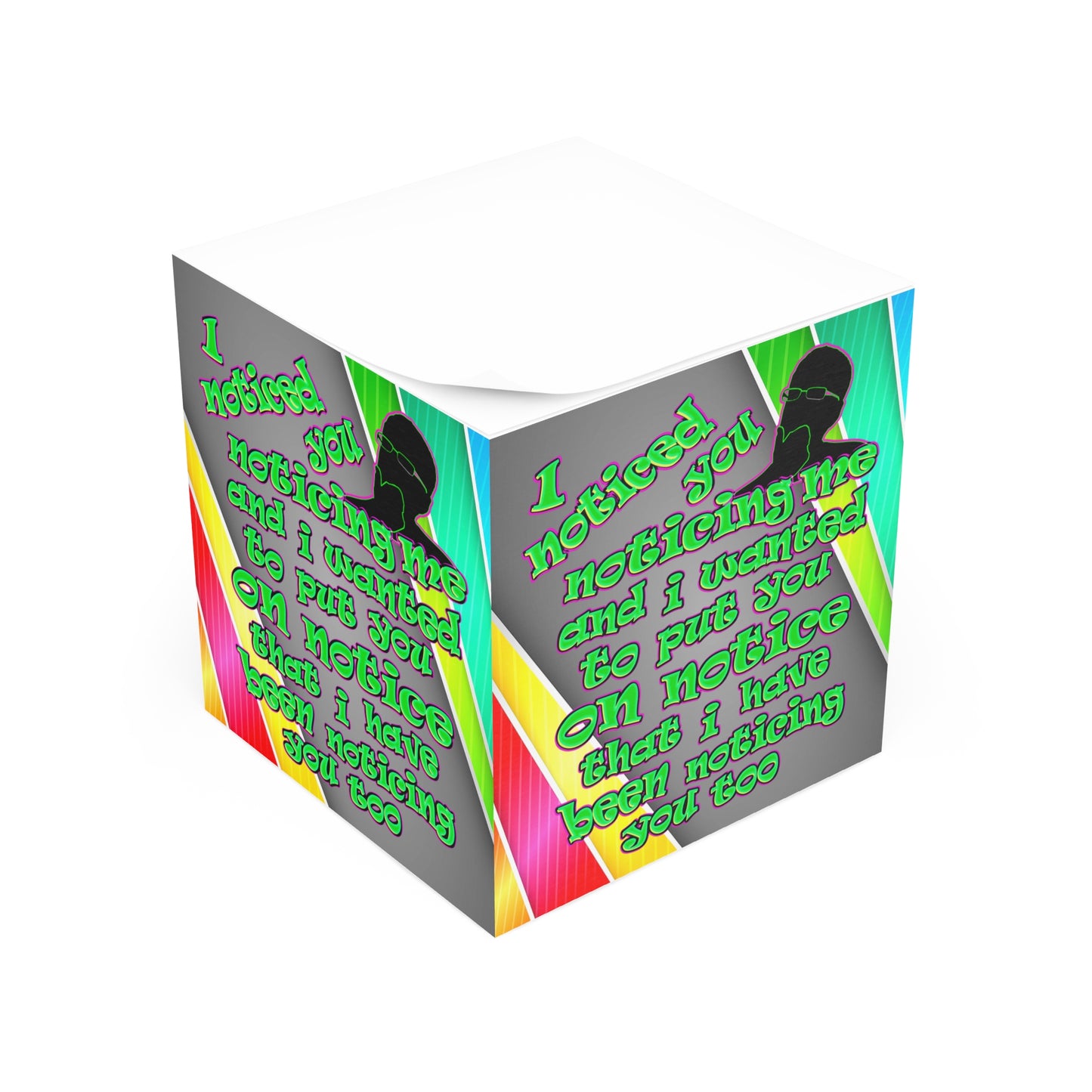 noticed you noticing - note cube (rainbow split)