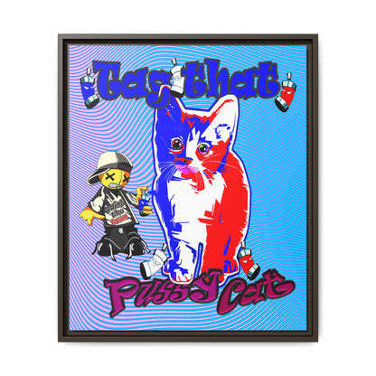 tag that - framed canvas art (light blue-purple wave)
