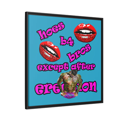 hoes b4 bros - framed canvas art (turquoise)