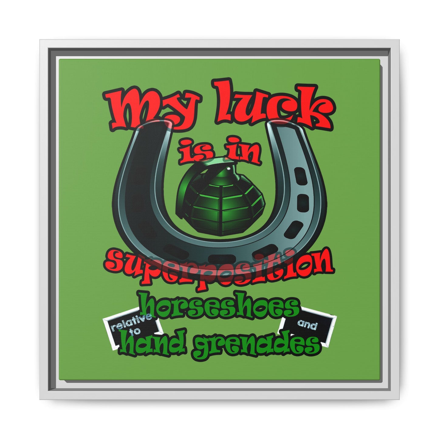 my luck - framed canvas art (green)