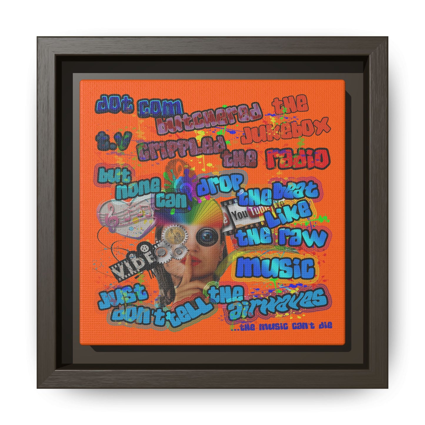 drop the beat - framed canvas art (orange)