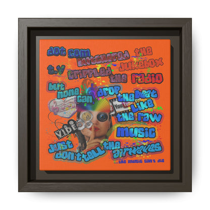 drop the beat - framed canvas art (orange)