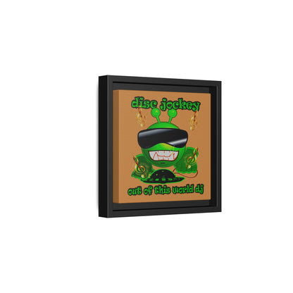disc jockey - framed canvas art (light brown)