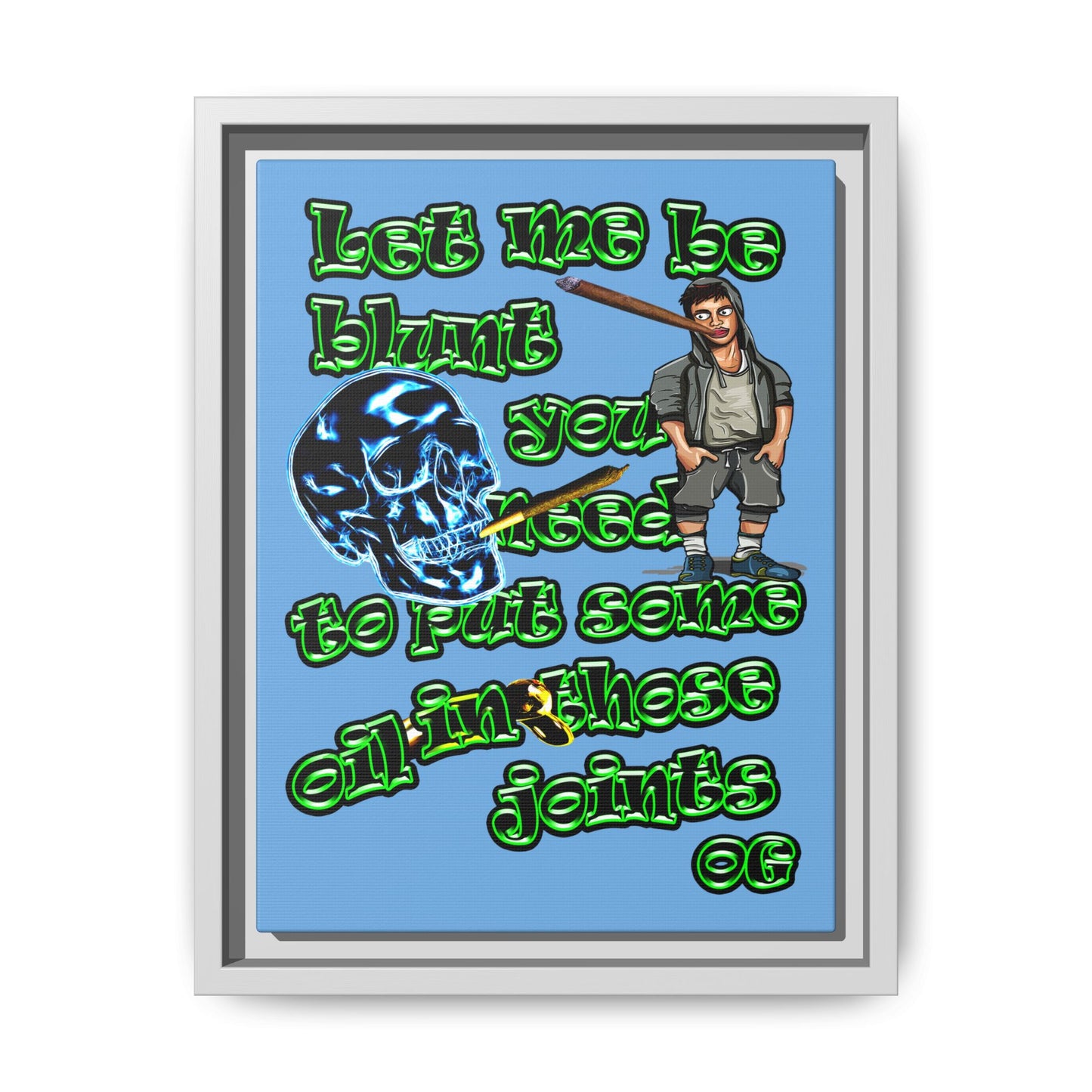 og - framed canvas art (light blue)