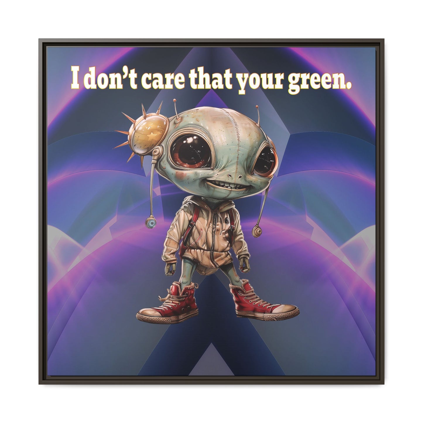 I don't care that your green - framed canvas art (grey-pink wave)