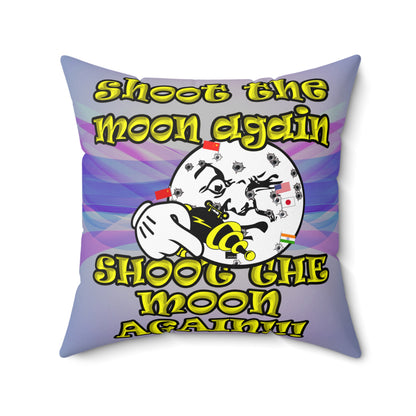 shoot the moon again - Spun Polyester Square Pillow - (light blue-pink wave)