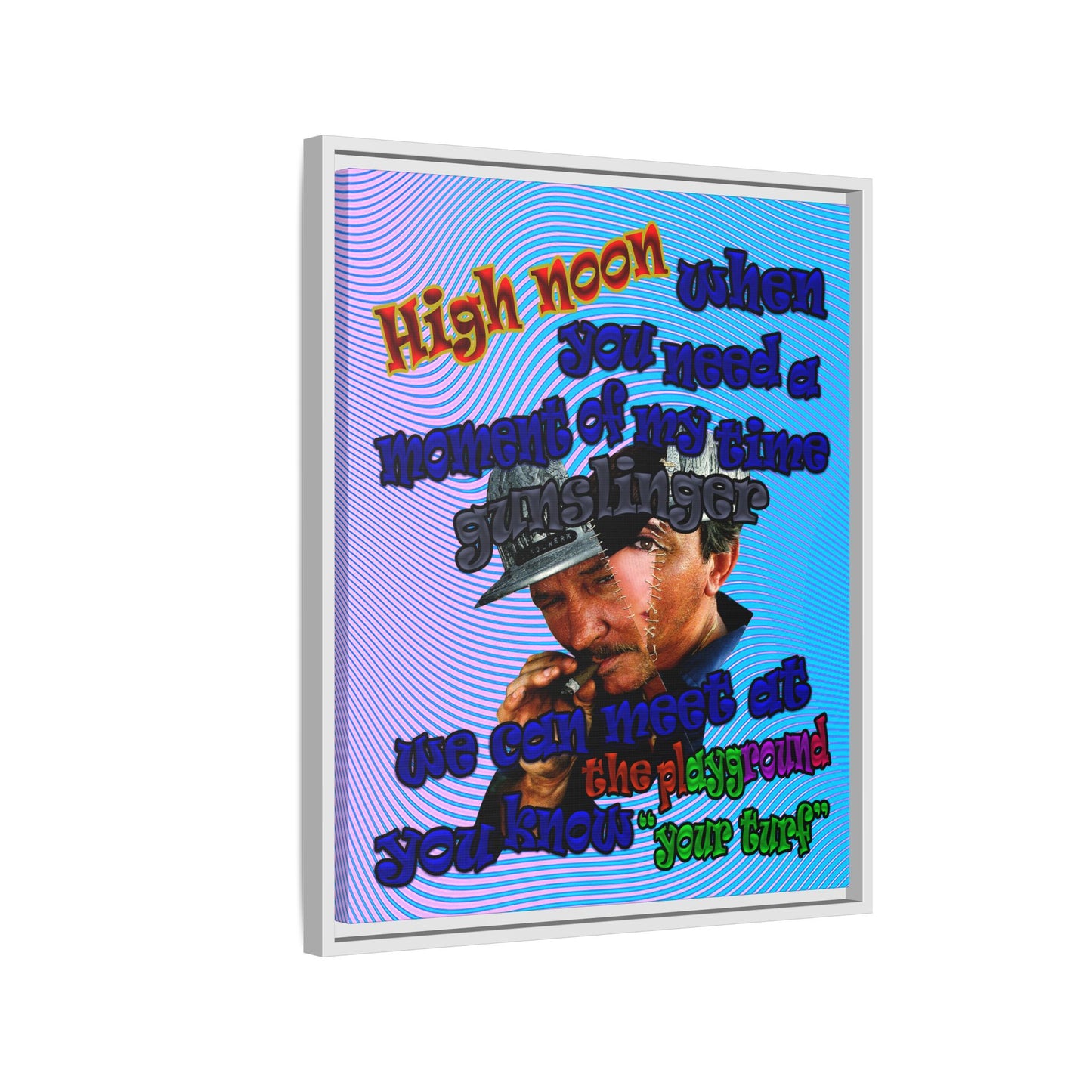 high noon - framed canvas art (light blue-purple wave)